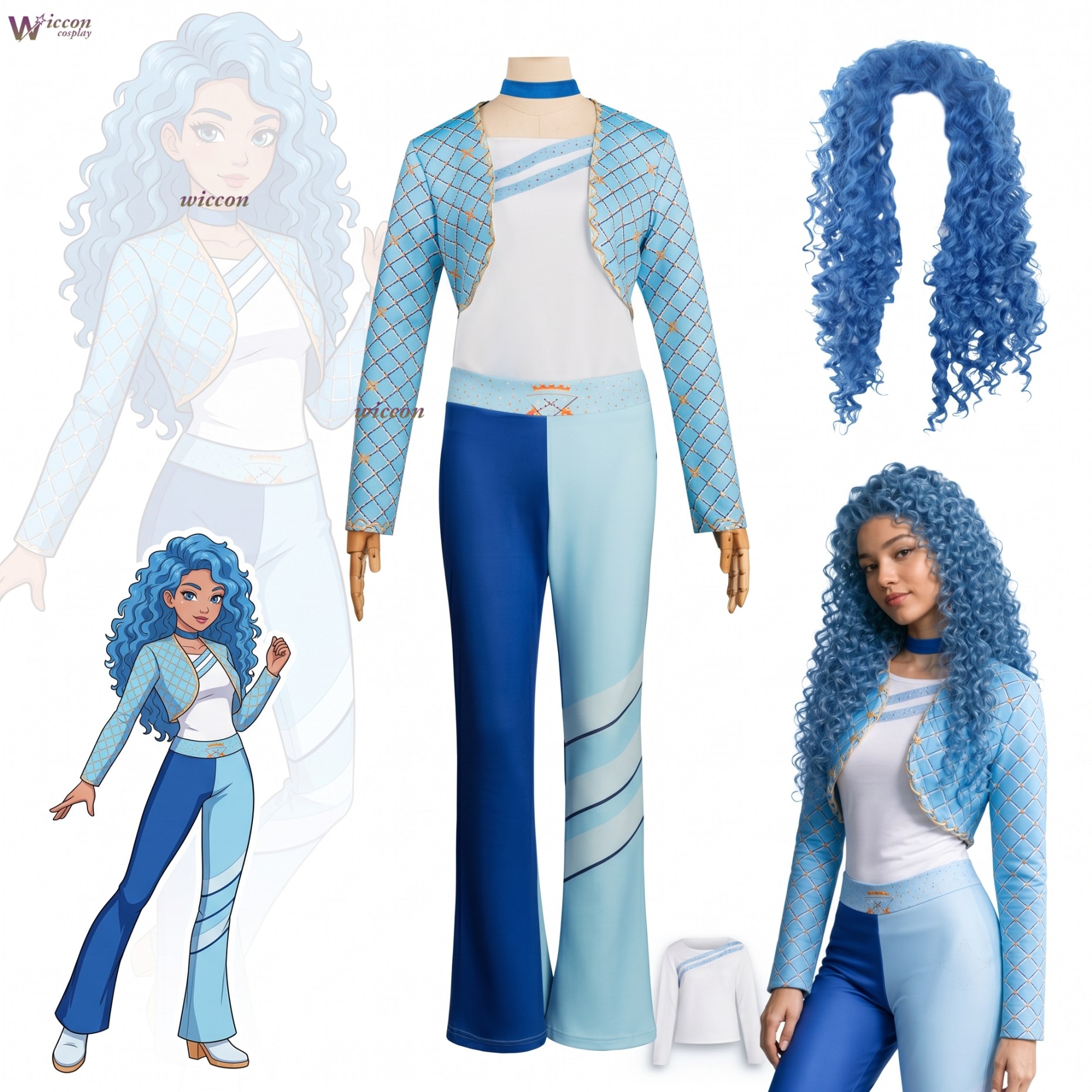 Kids Party Games - Disfraz azul de D-Descendants para niños
